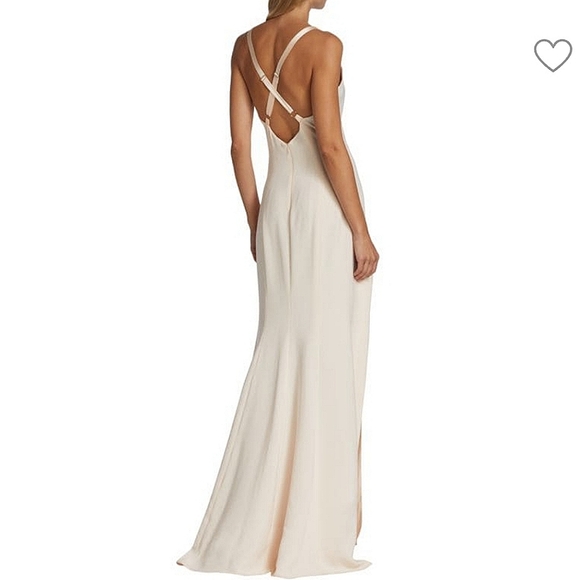 NWT$795 Cinq a Sept Jill Cowlneck Split Leg Gown Dress Maxi Formal in Pearl Sz 6 - Picture 4 of 16